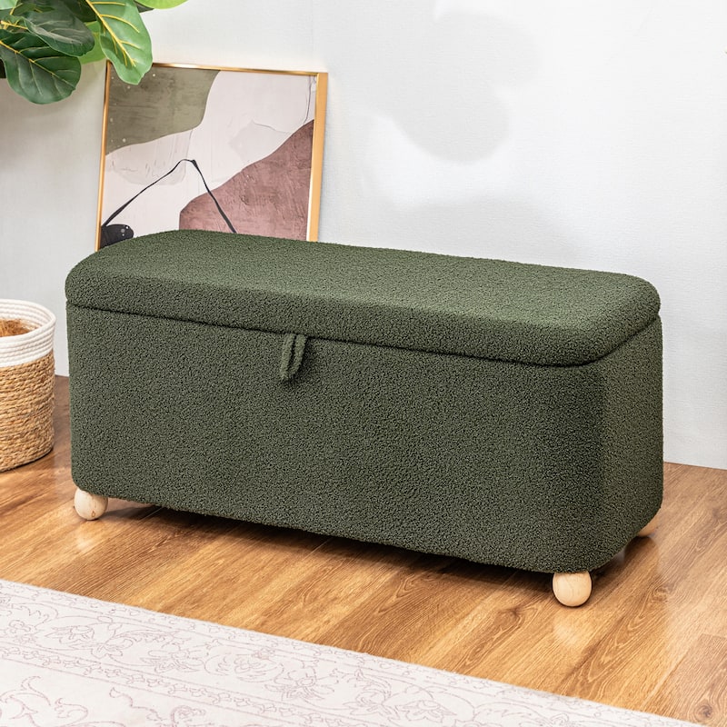 Adeco Storage Ottoman End of Bed Bedroom Entryway Bench