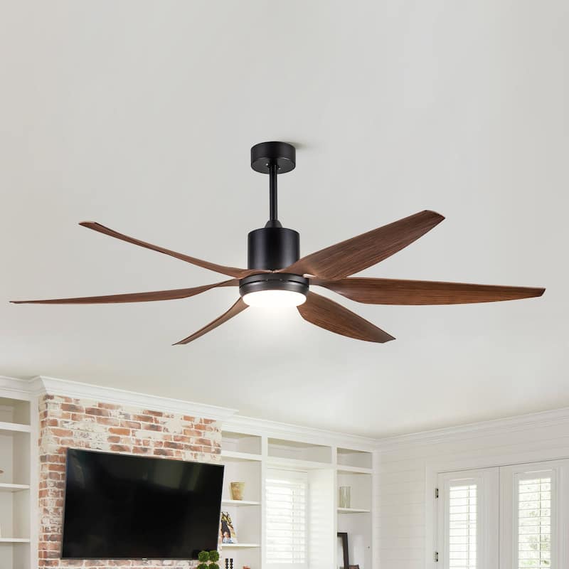 66" Vintage Ceiling Fan Lighting with Brown Blades in Integrated LED - Brown