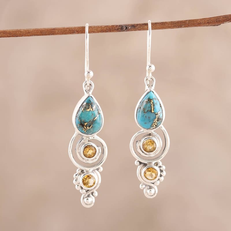NOVICA Glistening Curl, Citrine dangle earrings - 1.8*0.4