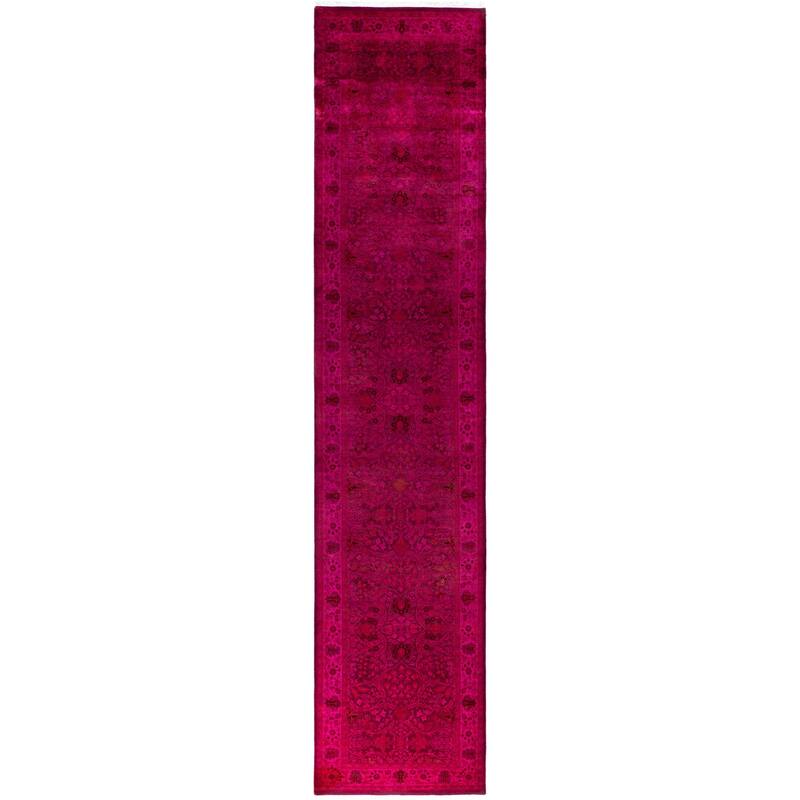 Overdyed One-of-a-Kind Hand-Knotted Area Rug - Purple - 3' 1" x 14' 10"