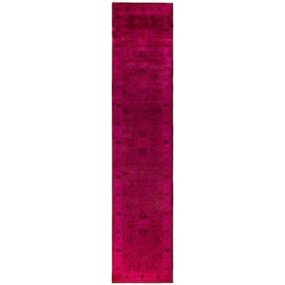 Overdyed One-of-a-Kind Hand-Knotted Area Rug - Purple - 3' 1" x 14' 10"