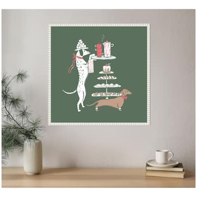 Kate and Laurel Sylvie Beaded Cocoa and Cookies Dogs Framed Canvas by Krissy Mast