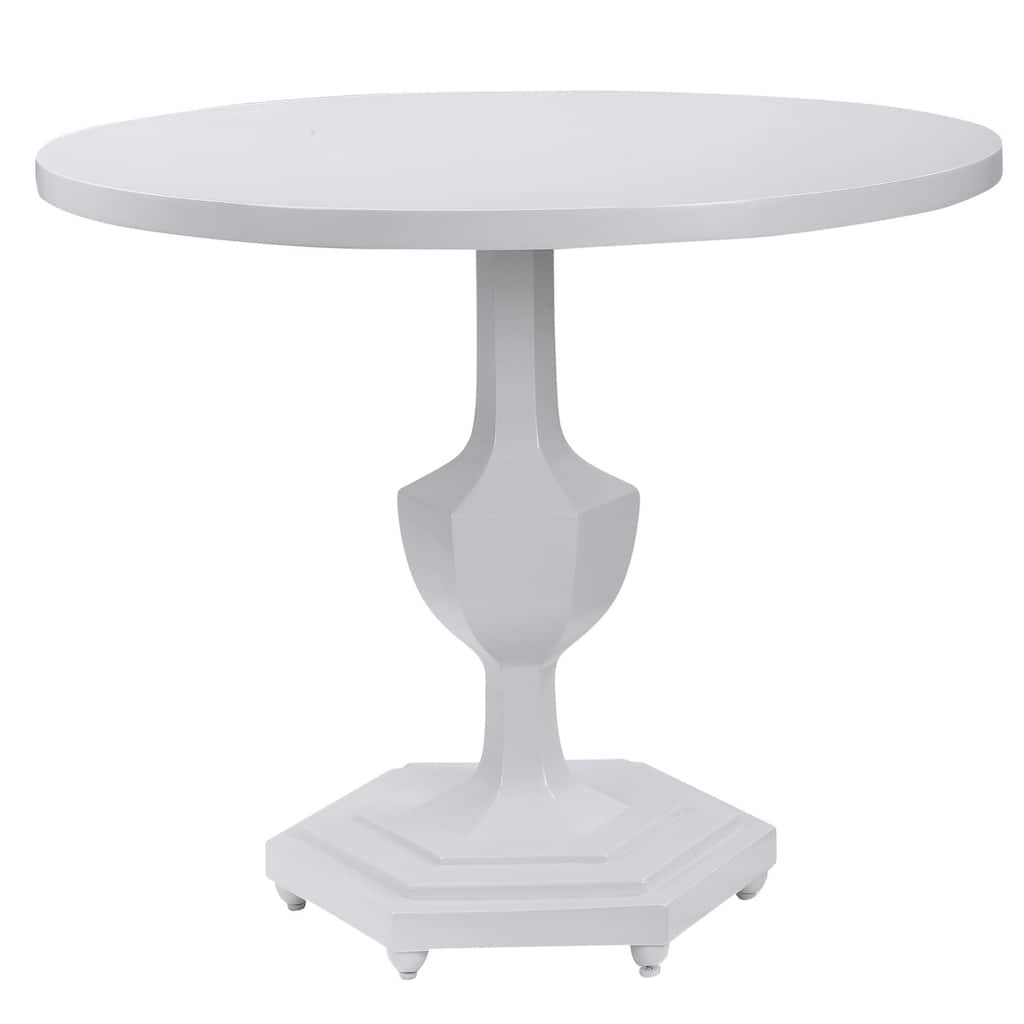 32" White Traditionally Inspired Round Foyer Table