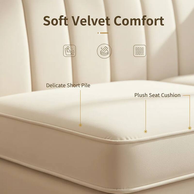 Chesterfield Velvet Button Tufted Sofa, Luxury 3-Seater Couch with 2 Pillows