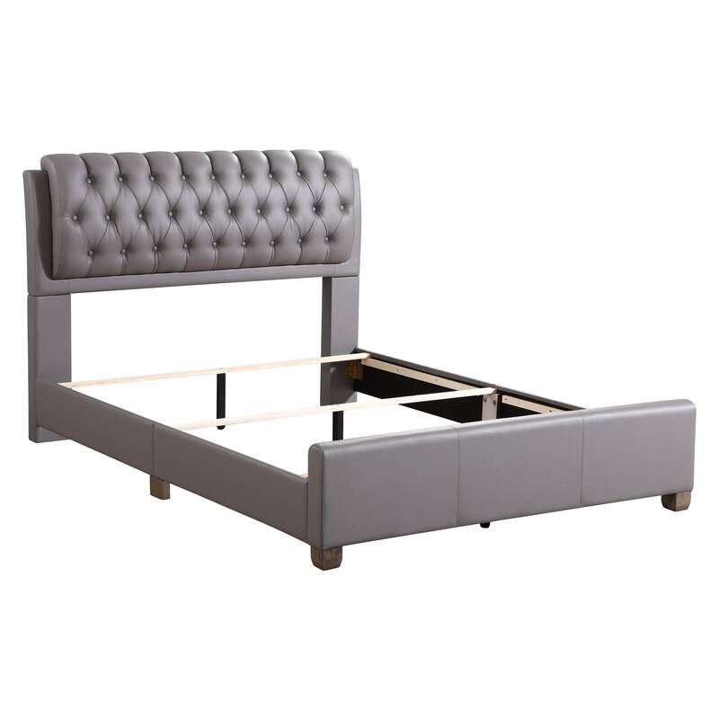 Stylish Full Bed in Light Grey Finish