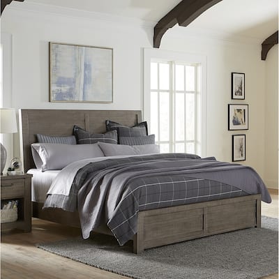 Roundhill Furniture Sedona Transitional Medium Gray Wood Panel Bed