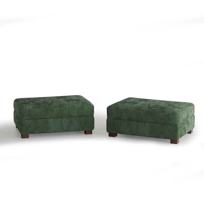 Oversized Chenille Modular Ottoman With Cushioned Top
