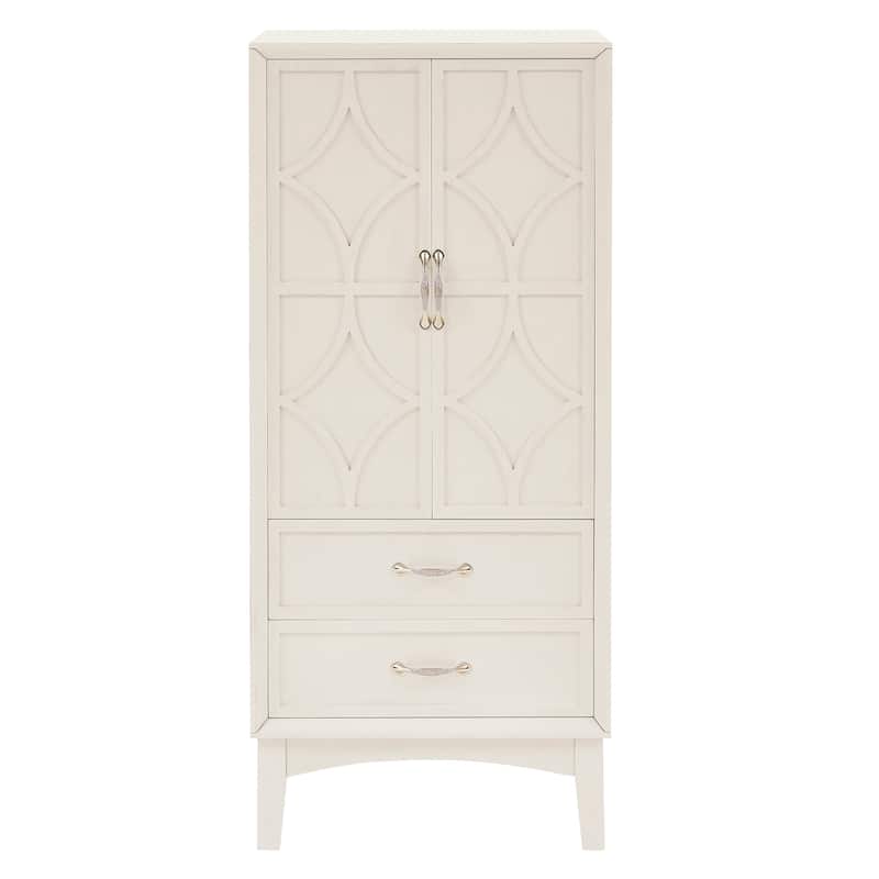 Roomfitters Tall Pantry Sideboard Cabinet, Geometric Storage Console Buffet for Kitchen & Entryway