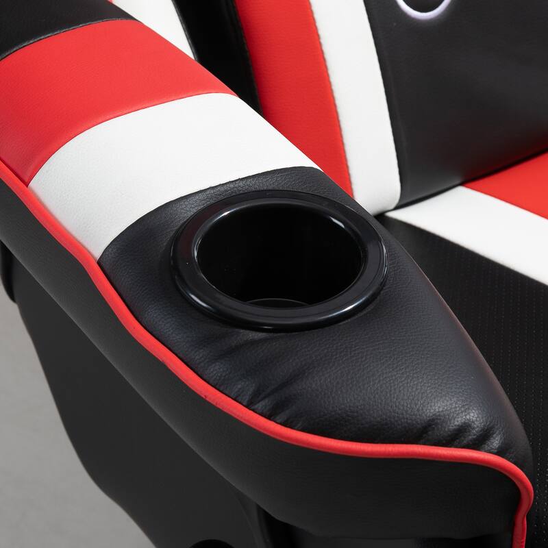 Steel Frame Racing Gaming Chair with Recliner, Footrest and Dual Cup Holders