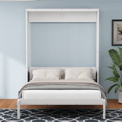 Full Size Murphy Bed, Wood Multifunctional Storage Wall Bed, Can Be Folded into a Cabinet and Desk Combo Perfect Design