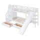 preview thumbnail 3 of 7, Twin over Twin Bunk Bed With 2 Drawers,3 Shelves and Slide,Sturdy Frame