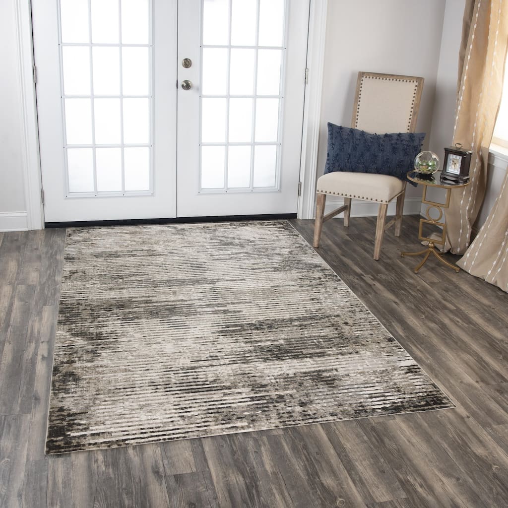 Alora Decor Graystone Contemporary Gray Polyester Area Rug