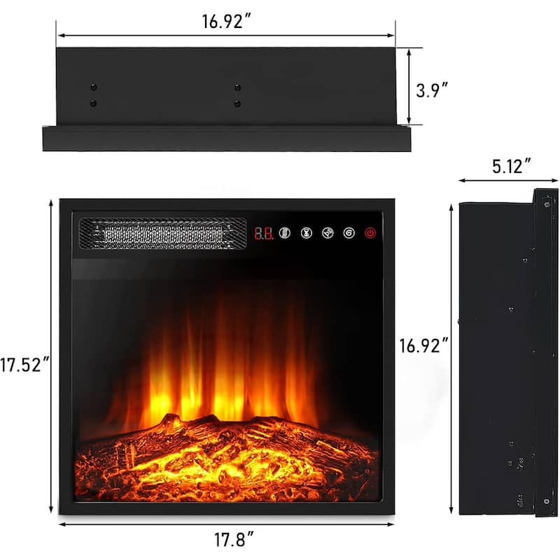 BOSSIN 18/23 inches Electric Fireplace Heater, 750/1500W Electric Fireplace Insert with Overheating Protection