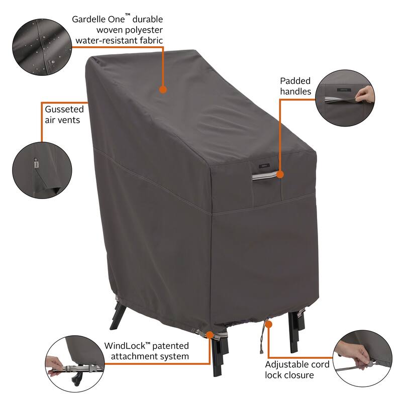 Classic Accessories Ravenna Water-Resistant 25.5 Inch Stackable Patio Chair Cover