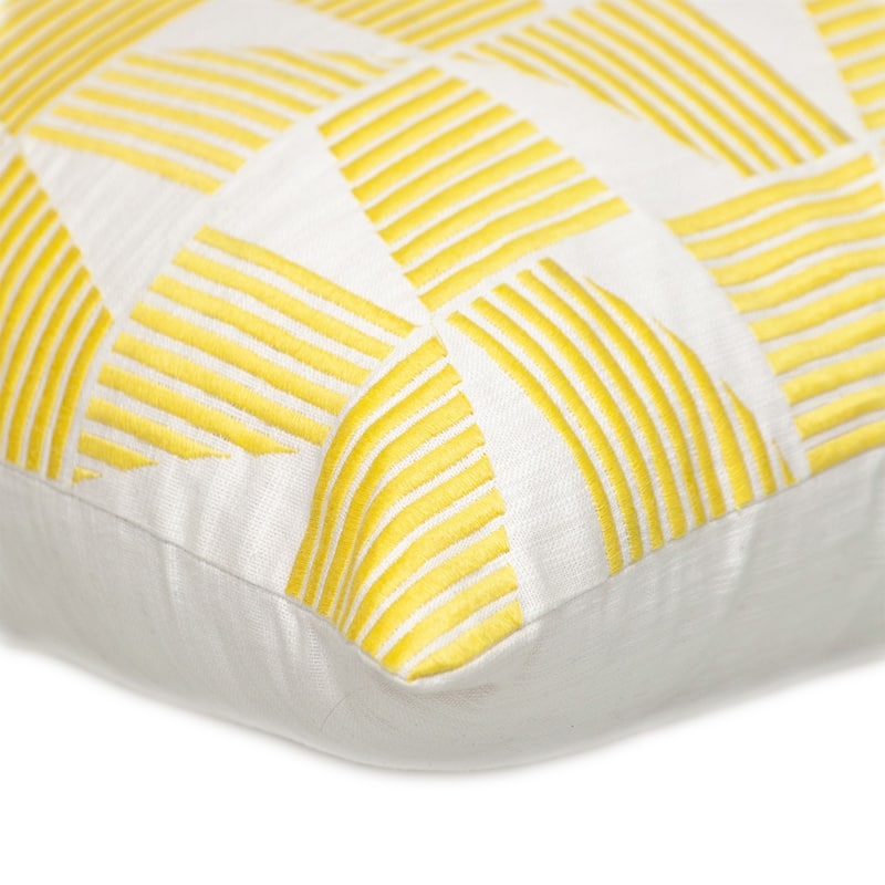 Geometric Square Throw Pillow - 18" - Yellow and White