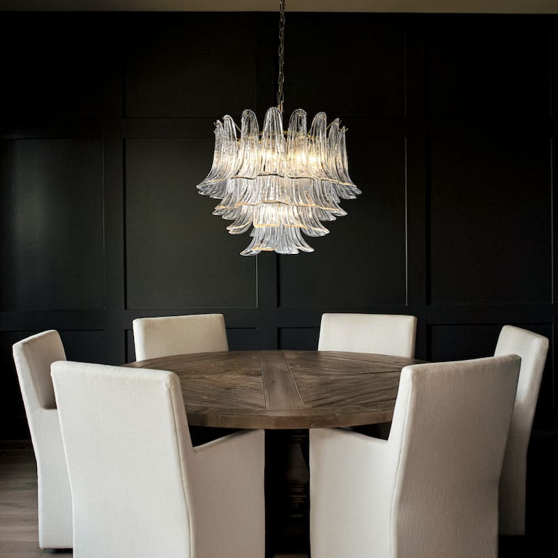 Vintage Mid-Century Modern Chandelier Clear Art Glass Pendant With Antique Bronze Finish For Livingroom Bedroom