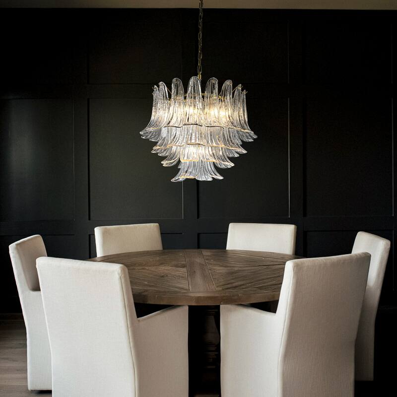 Vintage Mid-Century Modern Chandelier Clear Art Glass Pendant With Antique Bronze Finish For Livingroom Bedroom