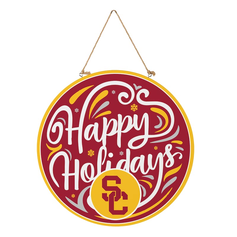 University of Southern California 18" x 18" Happy Holidays Door Décor Wall Sign - 18" x 18"