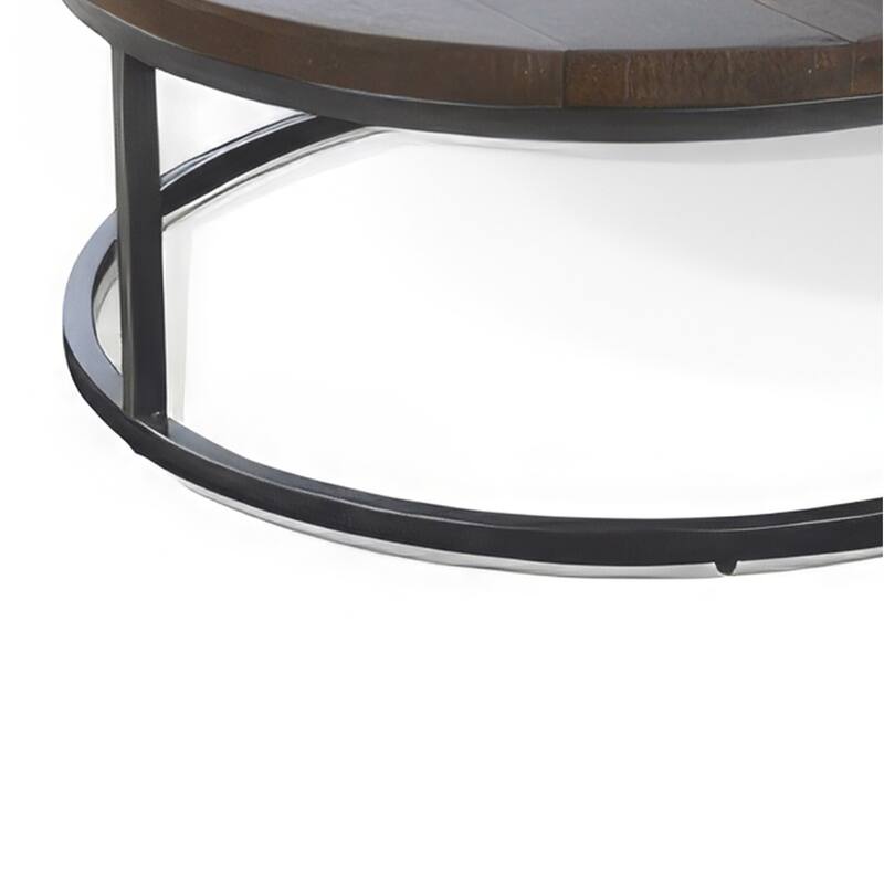 Rena 2 Piece Nesting Coffee Tables, Dark Brown Mahogany, Black Metal