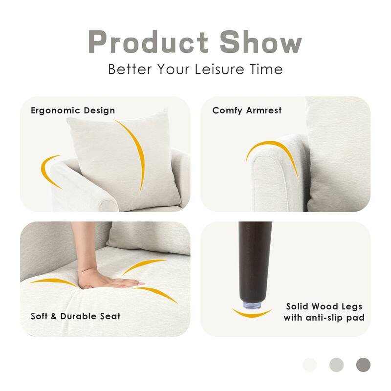 Living Room Lazy Accent Chair,Fleece Fabric Arm Chair Barrel Chair with Solid Wood Legs for Living Room,Bedroom or Office