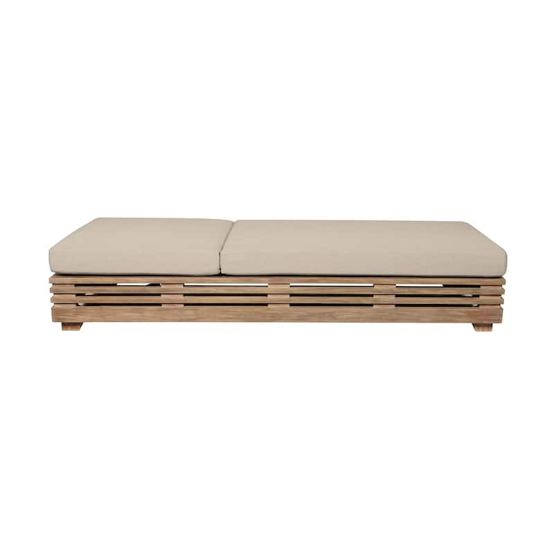 Vivid Outdoor Patio Adjustable Chaise Lounge Chair in Eucalyptus Wood with Olefin Cushions
