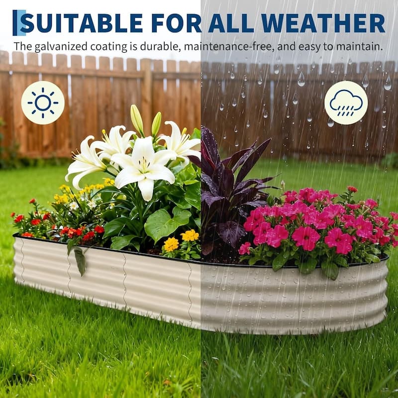 8x4x1.5 FT Galvanized Steel Raised Garden Bed, Planter for Vegetables, Flowers with Anti-Cut Strips - N/A