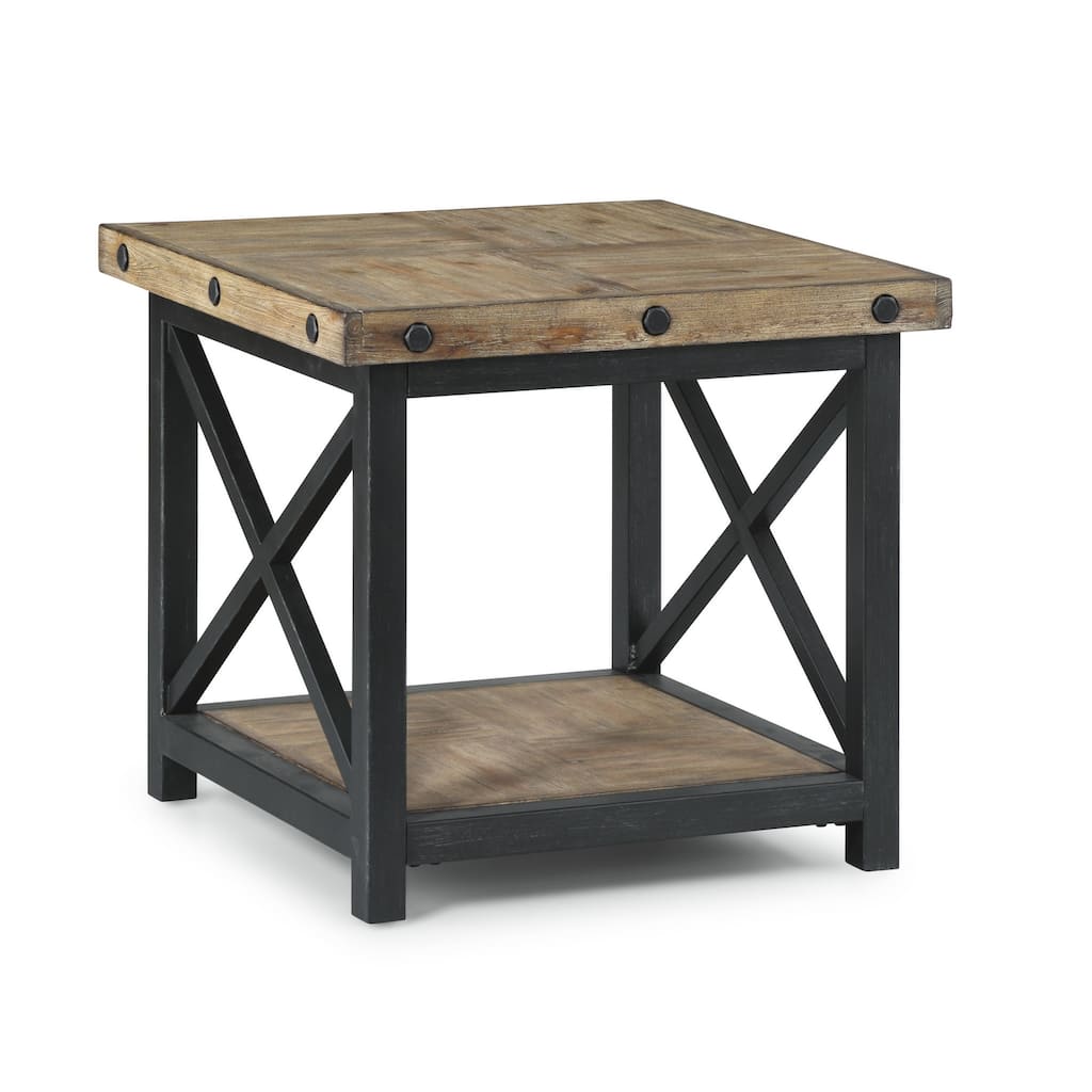 Homestyles Carpenter Brown Wood Lamp Table - 25" x 23" x 25"