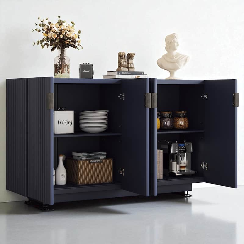 4-Door Sideboard Buffet Cabinet with Adjustable Shelves, Ample Storage, and Retro Copper Handles - 59.80" MDF