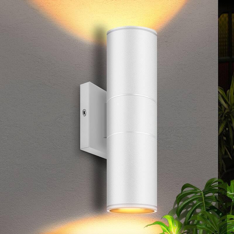 Up Down Outdoor Wall Light, IP65 Waterproof Alumnium Integrated Cylinder LED - White