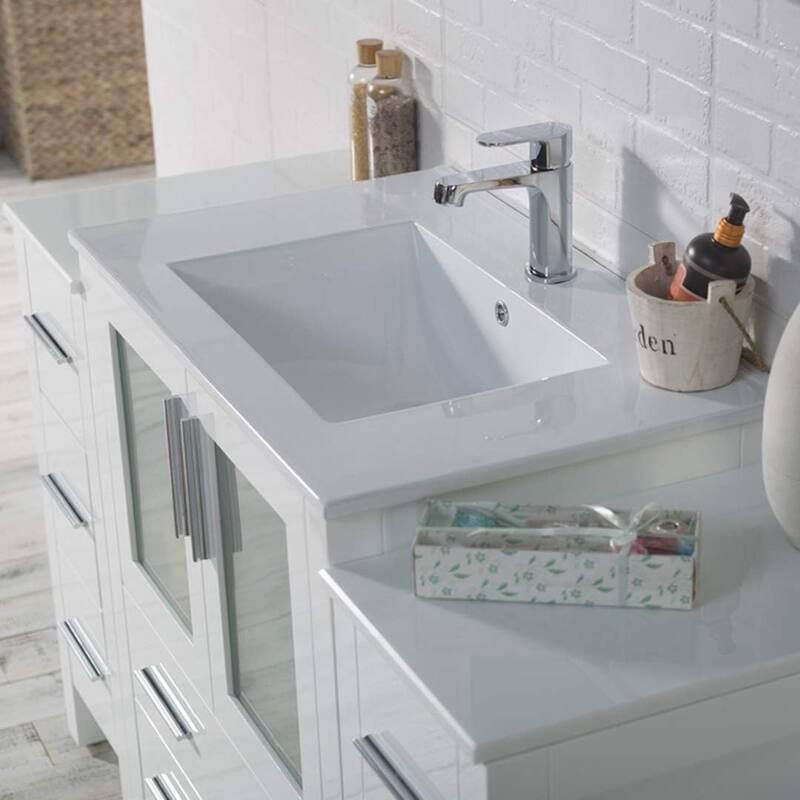 Blossom 54" Solid Wood Bathroom Vanity with Ceramic Sink & Storage
