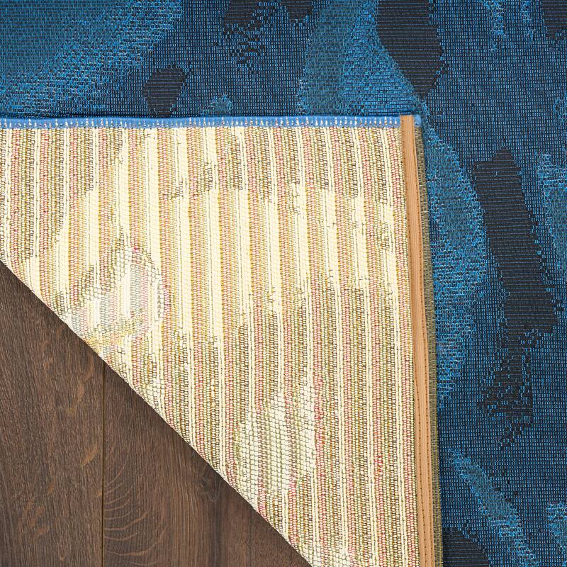 Nourison Color Splash Indoor/Outdoor Blue Abstract Area Rug