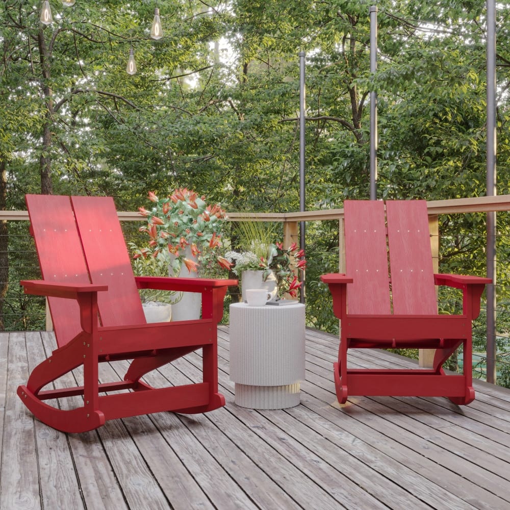 Indoor/Outdoor modern 2-Slat Adirondack Poly Resin Rockers - Set of 2