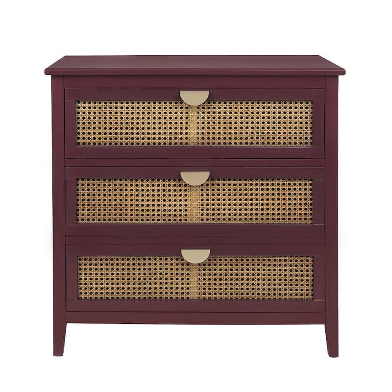 3 Drawers Rattan Storage Cabinet for Bedroom Living Room
