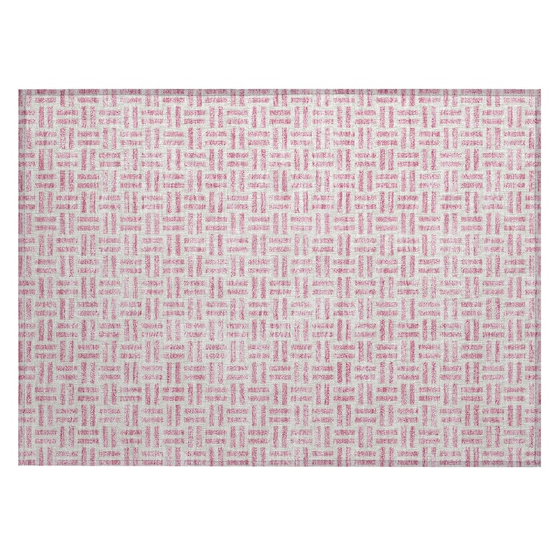 Machine Washable Indoor/ Outdoor Contemporary Basketweave Chantille Rug