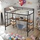 preview thumbnail 1 of 13, Stylish Twin Size Loft Bed with Integrated Study Area,Storage Shelves,Kids Bed Design Black