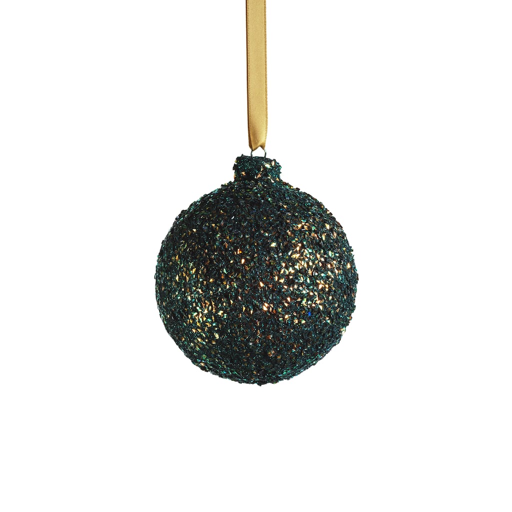 Textured 4" Green Glass Ball Ornaments, Set of 6