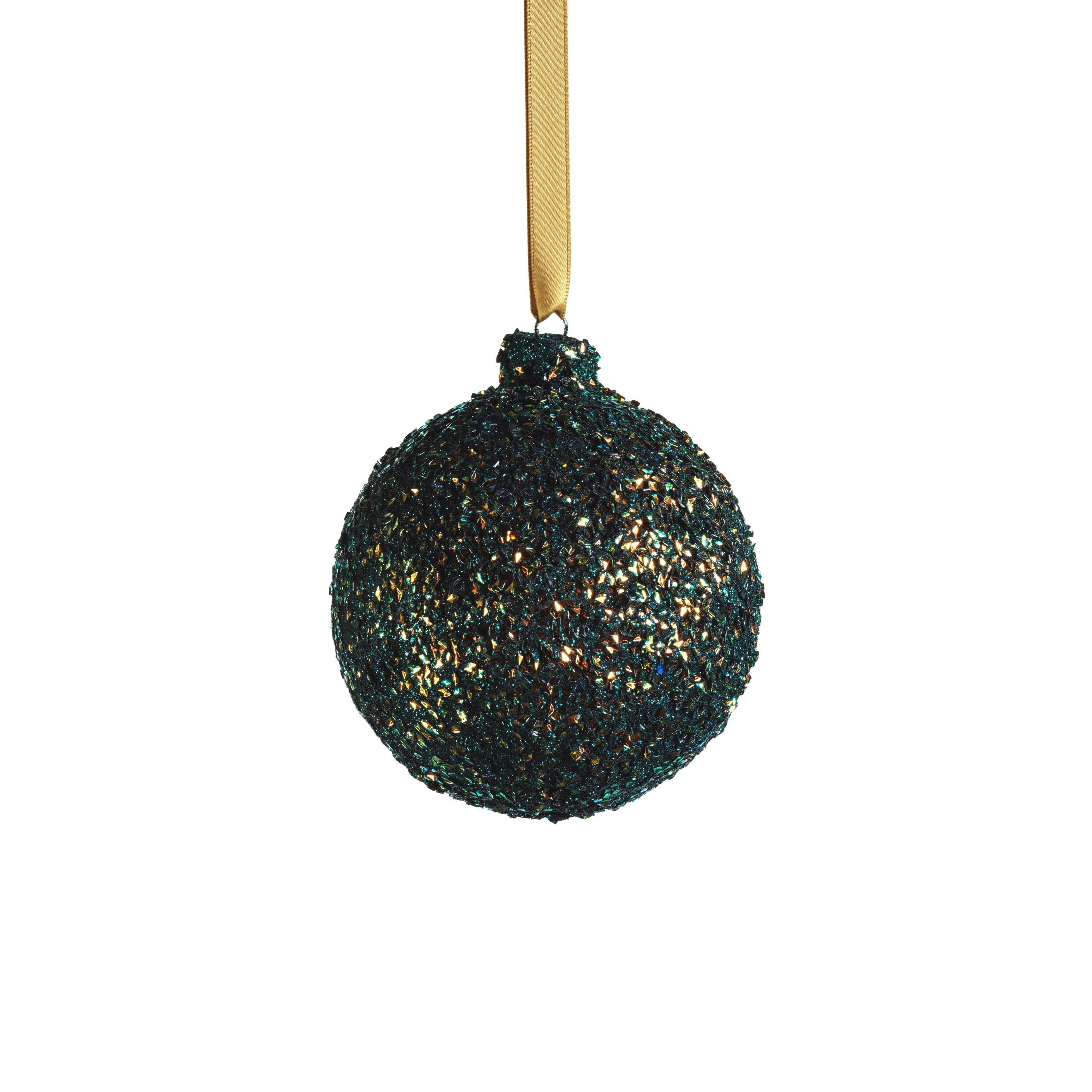 Textured 4" Green Glass Ball Ornaments, Set of 6