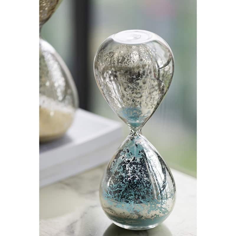 10" Peleus 60-Minute Silvered Hourglass, Jade Sand