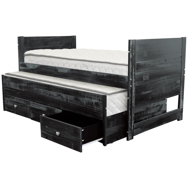 Taylor & Olive Begonia Twin Bed with Twin Trundle & 3 Built in Drawers