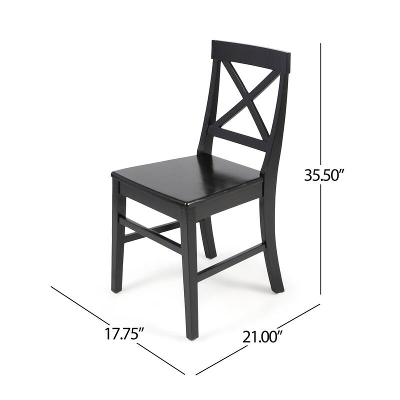 Acacia Wood Dining Chairs, White Cross Back Chairs (Set of 2)