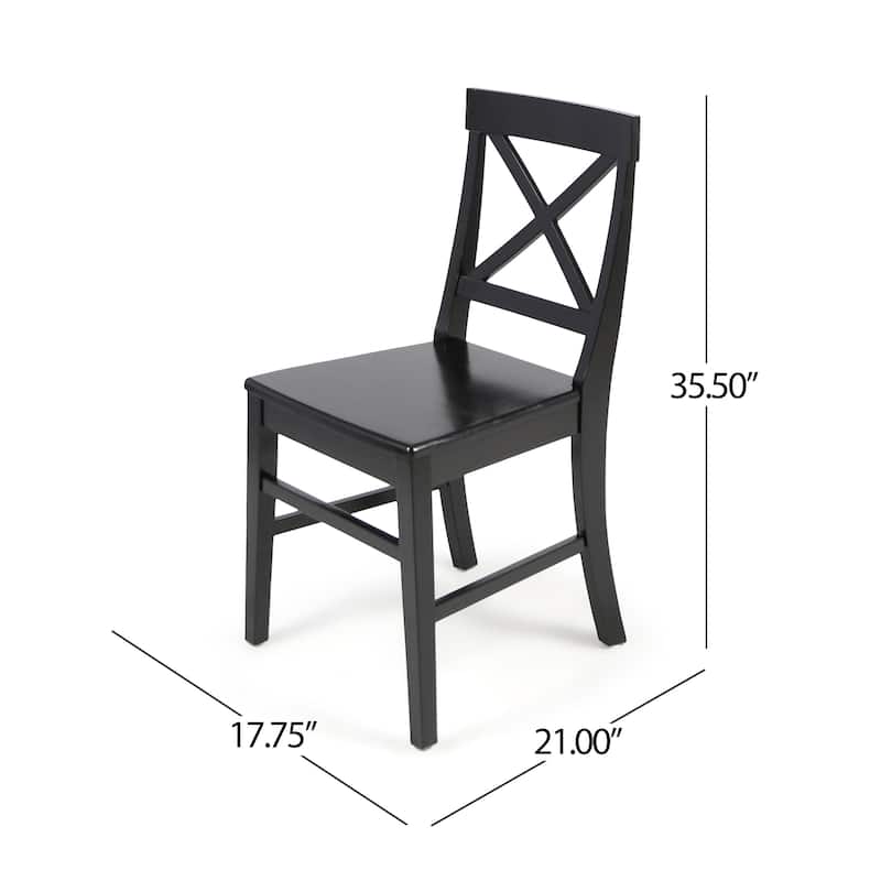 Acacia Wood Dining Chairs Set of 2, Cross Back Chairs (Black )