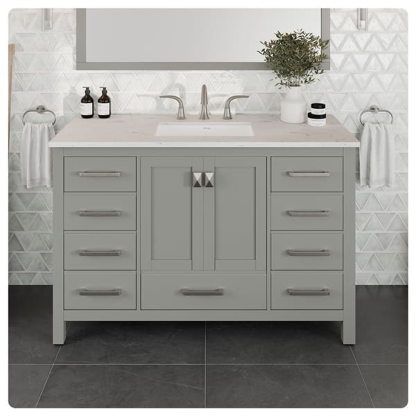 Epic 48 in. W x 22 in. D x 34 in. H Double Bathroom Vanity in White with White Quartz Top with White Sinks