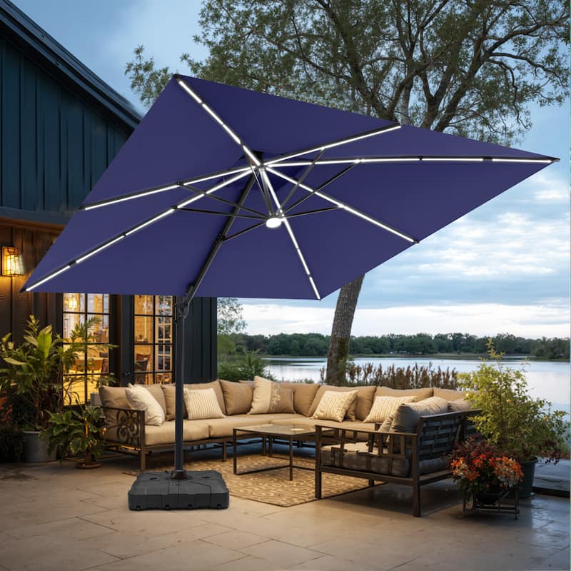 11 foot patio umbrella with solar lights Outdoor Patio Umbrella Solar Powered LED Lighted / Sun Shade with UV &   Arttoreal