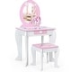 preview thumbnail 1 of 22, Costway Kids Vanity Makeup Dressing Table Chair Set Wooden W/ Mirror - See details
