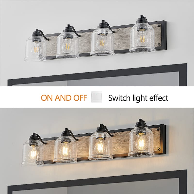 32" Farmhouse Vanity Light Fixture, 4-Light Bathroom Wall Sconce