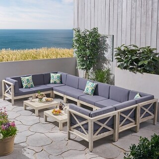 Brava 12-piece Acacia Wood Sectional Sofa Set by Christopher Knight Home