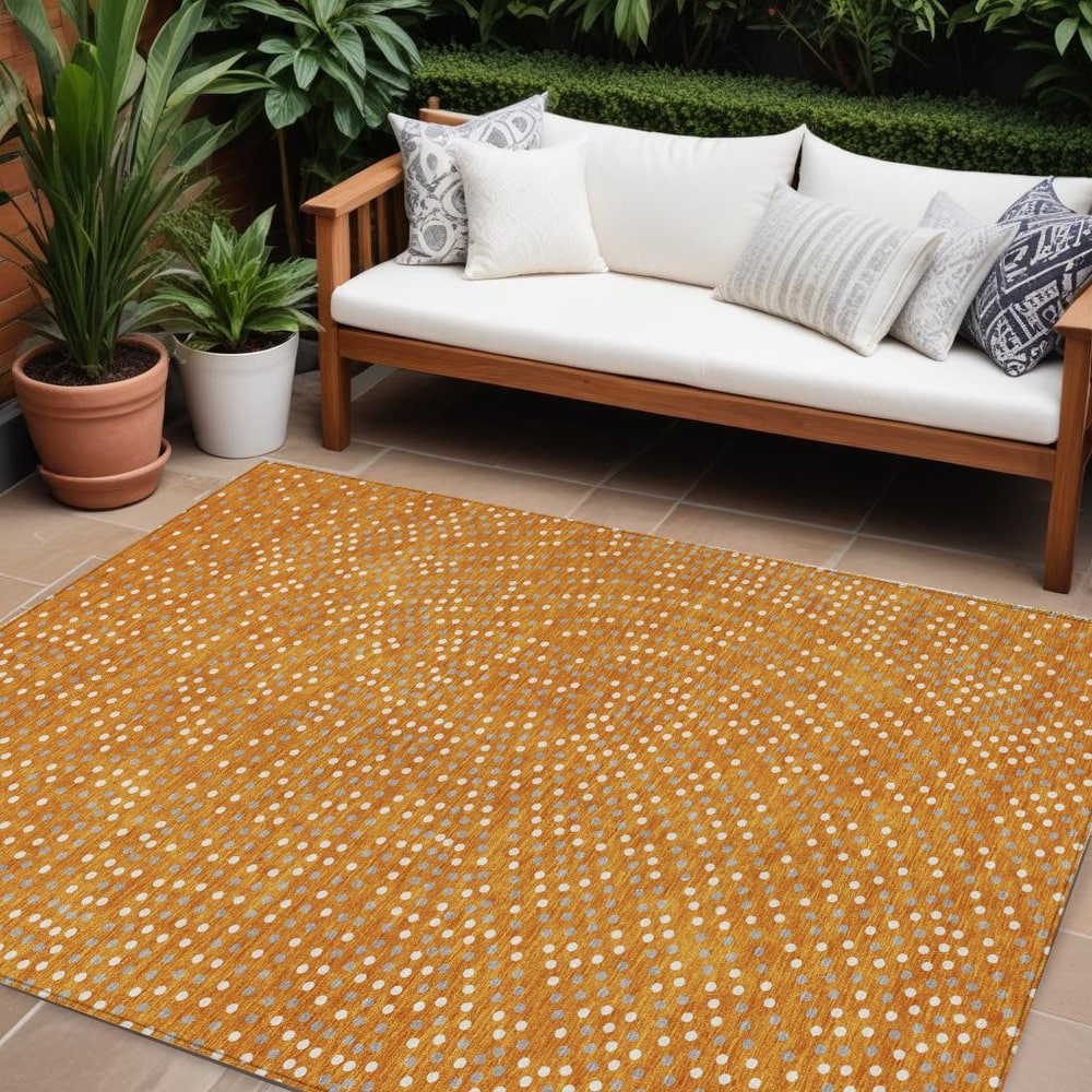 HomeRoots Polka Dot Transitional Rectangle Outdoor Rug