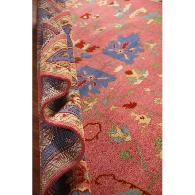 Transitional Floral Oushak Area Rug Handmade Wool Carpet - 8'11"x 11'11"