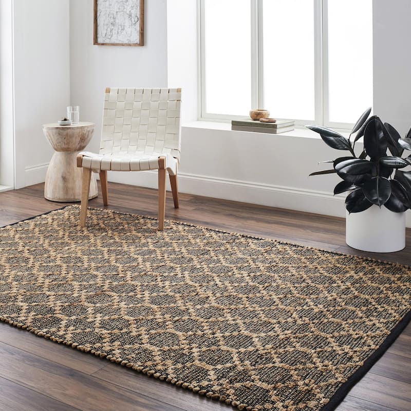 Moss Casual Trellis Area Rug - 9' x 12' - Beige/Black