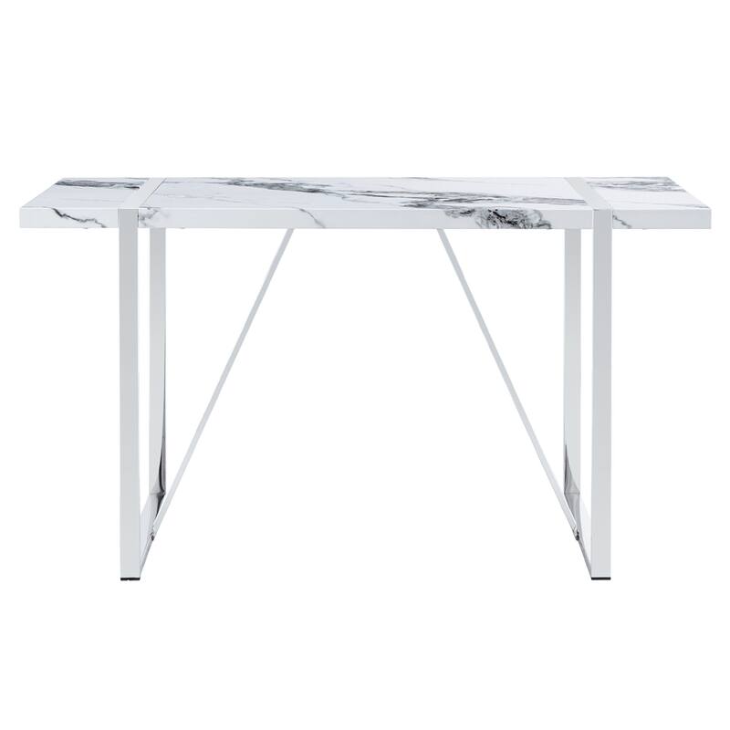 Modern Dining Table, 55 inch Faux Marble Kitchen Table for 4 People